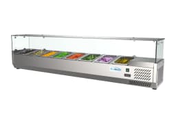KoolMore 71 in. Eight Pan Refrigerated Countertop Condiment Prep Station - Thumbnail 1
