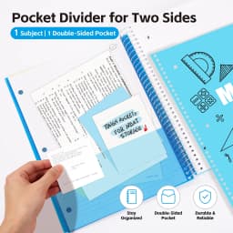 Comix 1 Subject Notebook,6-Pack College Ruled Spiral Notebook with Pocket Dividers 11"x 8.5", 70 Sheets,Assoted colors - Thumbnail 3