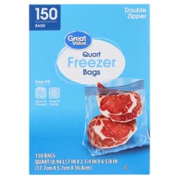 Great Value Double Zipper Quart Freezer Bag, 150 Count - Thumbnail 1