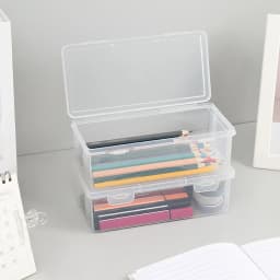 UALSRZL Extra Large Pencil Case, Clear Plastic Pencil Box with Snap Lid, Stackable Organizer for Pens, Markers, Crayons, Stickers & Arts Supplies - Thumbnail 4