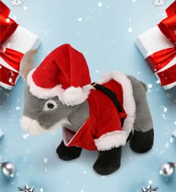 DolliBu Santa Grey Goat Stuffed Animal Plush Toy - Super Soft Farm Animal Dress Up with Red Santa Claus Outfit, Cute Farm Life Animal Goat Gift - Thumbnail 4