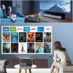 FLZEN F1A 1.2:1 Throw 1080p 1080P Full HD Home Theatre Video Projector, Black - Thumbnail 2