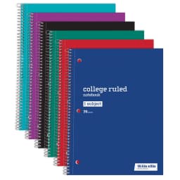 Just Basics® Wirebound Notebook, 8" x 10-1/2", College Ruled, 70 Sheets, Assorted Colors, Pack - Thumbnail 1