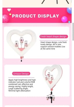 20'' Ring Light Live Streaming Selfie Heart Shaped professional &wireless remote - Thumbnail 9