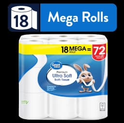 Great Value Ultra Soft Toilet Paper, 18 Mega Rolls, Compare to Charmin® Ultra Soft™ - Thumbnail 1