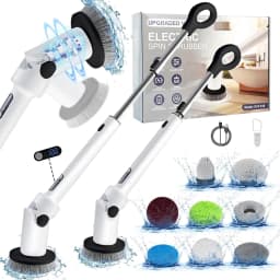Shower Spin Scrubber, Cordless Electric Cleaning Brush, 8 Replaceable Heads & Adjustable Handle for Bathroom, Kitchen, Floors - Thumbnail 1