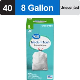 Great Value Medium Drawstring Trash Bags, 8 Gallon, 40 Count - Thumbnail 2