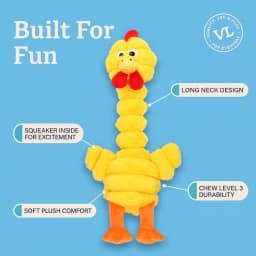 Vibrant Life Yellow Long Neck Chicken Plush Dog Toy with Squeaker, Chew Level 3 - Thumbnail 5