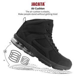 Jacata Non Slip Work Shoes for Men Water Resistant Leather Hiking Boots Air Cushion (Size 12) - Thumbnail 3