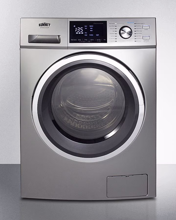 24" Wide 115V Washer/Dryer Combo, Stainless Steel Look - Thumbnail 1