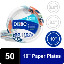 Dixie Disposable Paper Plates, 10", Multi-Color, 50 Count - Thumbnail 1
