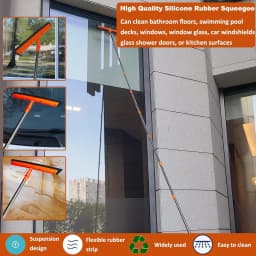 20+ Foot Reach High Ceiling Duster Kit & Window Cleaning Kit | 3-14 ft Telescopic Pole with Window Washer, Squeegee, Cobweb, Fan, and Feather Dusters - Thumbnail 2
