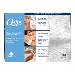 Q-tips Clean Disposable Face Towels for Hygienic Daily Cleansing, 100% Cotton, 50 Count - Thumbnail 9