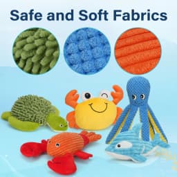Prime Pets Dog Toys, 5pc Plush Ocean Animal Dog Squeaky Toy, Crinkle Pet Toy, Stuffed Puppy Chew Toys - Thumbnail 7