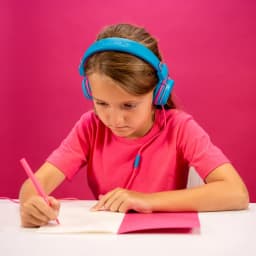 JLab JBuddies Studio On-Ear Wired Kids Headphones 2-in-1 Bundles, 3.5mm Plus USB-C Adapter, Volume Safe, Folding, Blue/Pink - Thumbnail 9