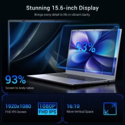 KINOBUC 15.6" FHD Laptop, Intel 6500Y, 8GB RAM, 256GB SSD, Windows 11, WiFi 5, Bluetooth 5.0, Office Ready - Thumbnail 3
