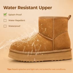 Crestar Platform Mini Boots for Women, Genuine Suede Fuzzy Ankle Snow Boots with Fur Lined, Chestnut - Thumbnail 4