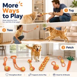 MGEZCOO Durable Dog Toys for Aggressive Chewers - Rope Chew Toys for Dogs - 8 Pack Interactive & Safe Chew Toys for Small & Large Dogs - Fun - Thumbnail 3