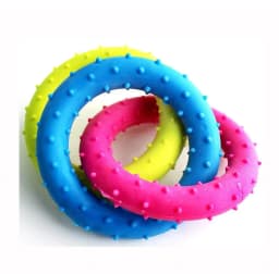 Darzheoy Rubber 3-Ring Tug Dog Toy, Pull Toy for Training and Teeth Cleaning, Interactive Tug of War Dog Chew Toy for Aggressive Chewers, Outdoor - Thumbnail 2