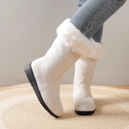 Ynynloco Warm Winter Boots for Women: Fur Lined Mid Calf Boots for Women Comfortable Zipper Snow Boots Waterproof for Cold Weather - Thumbnail 1
