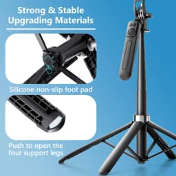 Tripod for iPhone, Phone Tripod & Selfie Stick for iPhone with Remote, 71" Extendable Portable Phone Tripod Stand, 360° Rotating Cell Phone Holder - Thumbnail 5