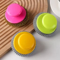 1 Pc Steel Wool Scrubber with Removable Handle, Heavy Duty Metal Wool Scrubbers, Multiuse Stainless Steel Scouring Pad, Kitchen Cleaning Brush - Thumbnail 8