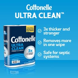 Cottonelle Ultra Clean Toilet Paper, 12 Mega Rolls - Thumbnail 2