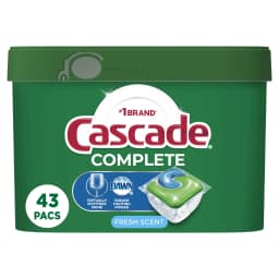 Cascade Complete Action Pacs, Dishwasher Detergent, Fresh, 43 Count - Thumbnail 2