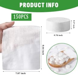 Triani 150Pcs Disposable Mini Compressed Coin Tissue Toilet Paper Tablets Thicken Compressed Towels Tablets Camping Essentials Washcloths for Home - Thumbnail 2