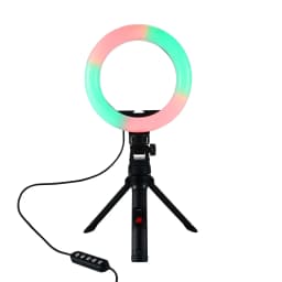 onn LED RGB Ring Light with Tripod Stand, Adjustable Height, Phone Holder & Bluetooth Remote for Selfies, TikTok, YouTube, Zoom, and Makeup - Thumbnail 9