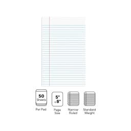 Staples Notepads 5" x 8" Narrow White 50 Sh./Pad 12 Pads/PK TR57330/18600 - Thumbnail 3