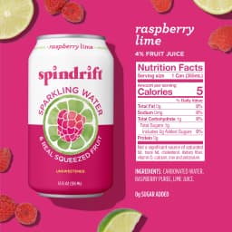 Spindrift Sparkling Water, Raspberry Lime, 12 Fl Oz, 8 Ct - Thumbnail 2