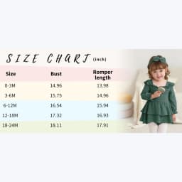 Younger Tree Baby Girl Onesies Outfits Newborn Fall Clothes Long Sleeve Romper Dress for 0-3 Months - Thumbnail 8