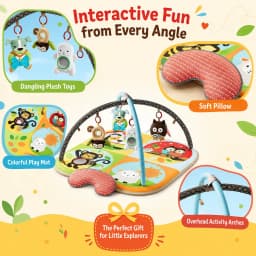 Soft Padded Activity Play Gym Mat with Hanging Toys for Puppies and Small Dogs - Thumbnail 3