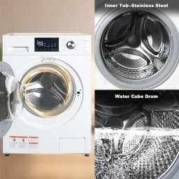 Smad 2.7 Cu ft Compact Front Load Washing Machine with Quiet Inverter Motor, 36 Mins Quick Wash, 12 Washing Programme - Thumbnail 4