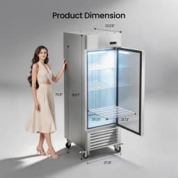 Commercial Refrigerator 27 Inch Wide 23 Cu.Ft Upright Single Door Stainless Steel Fridge with Auto Defrost Digital Control LED Lighting - Thumbnail 4