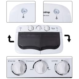 Hassch Semi-Automatic Washing Machine with 2 Tub, Compact Laundry Machine with Built-in Drain for Home, Apartment, Gray - Thumbnail 6