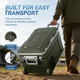 Auseo 68 Quart(64L) Portable Car Refrigerator, -4℉~50℉, 12/24V DC & 110-240V AC, Mini Fridge Freezer for RV Camping, Travel, Truck, Home, Green - Thumbnail 5