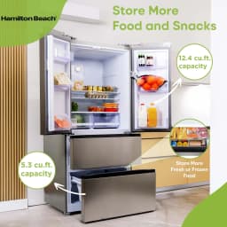 Hamilton Beach HZ4051 17.9 cu. ft. French Door Refrigerator with 2 Freezer Drawers, Stainless Steel, Digital Display - Thumbnail 4