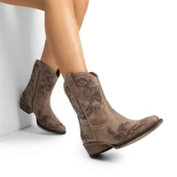 DREAM PAIRS Women's Cowboy Cowgirl Western Ankle Boots Low Chunky Heels Square Toe Fall Short Booties Shoes - Thumbnail 2