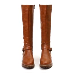 Floleo Clearance Women Boots Retro Shoes Casual Thick Low-heeled Boots Plus Size Mid Calf Zipper Boots - Thumbnail 7