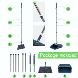 SUGARDAY Broom and Dustpan Combo Set for Home Floors Broom and Dust Pan Combo with Long Handle - Thumbnail 7