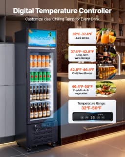 VEVOR Commercial Merchandiser Refrigerator, 6.1 Cu.Ft / 173 L Glass Door Display Refrigerator, Upright Beverage Cooler with Customizable Lightbox,3 - Thumbnail 8