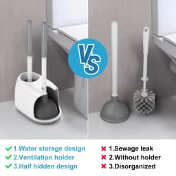 AVOXEZOR Toilet Brush and Plunger Set, Toilet Plungers for Bathroom Heavy Duty Toilet Bowl Brush and Holder Hidden Toilet Plunger and Brush Set - Thumbnail 7