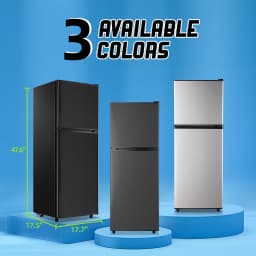 TACOOL 5.0 Cu.ft Double Door Mini Fridge with Top Freezer Compact Refrigerator for Home, Black, New - Thumbnail 4