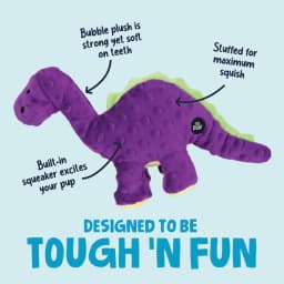 goDog Dinos Bruto Plush Toy for Dogs with Chew Guard Technology for Stronger & Longer Play, Soft & Durable with Built-In Squeaker, Purple, Medium - Thumbnail 2