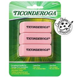 TICONDEROGA Pink Carnation Erasers, Wedge, Medium, Pink, 3 Count (Pack of 1) (X38943) - Thumbnail 1