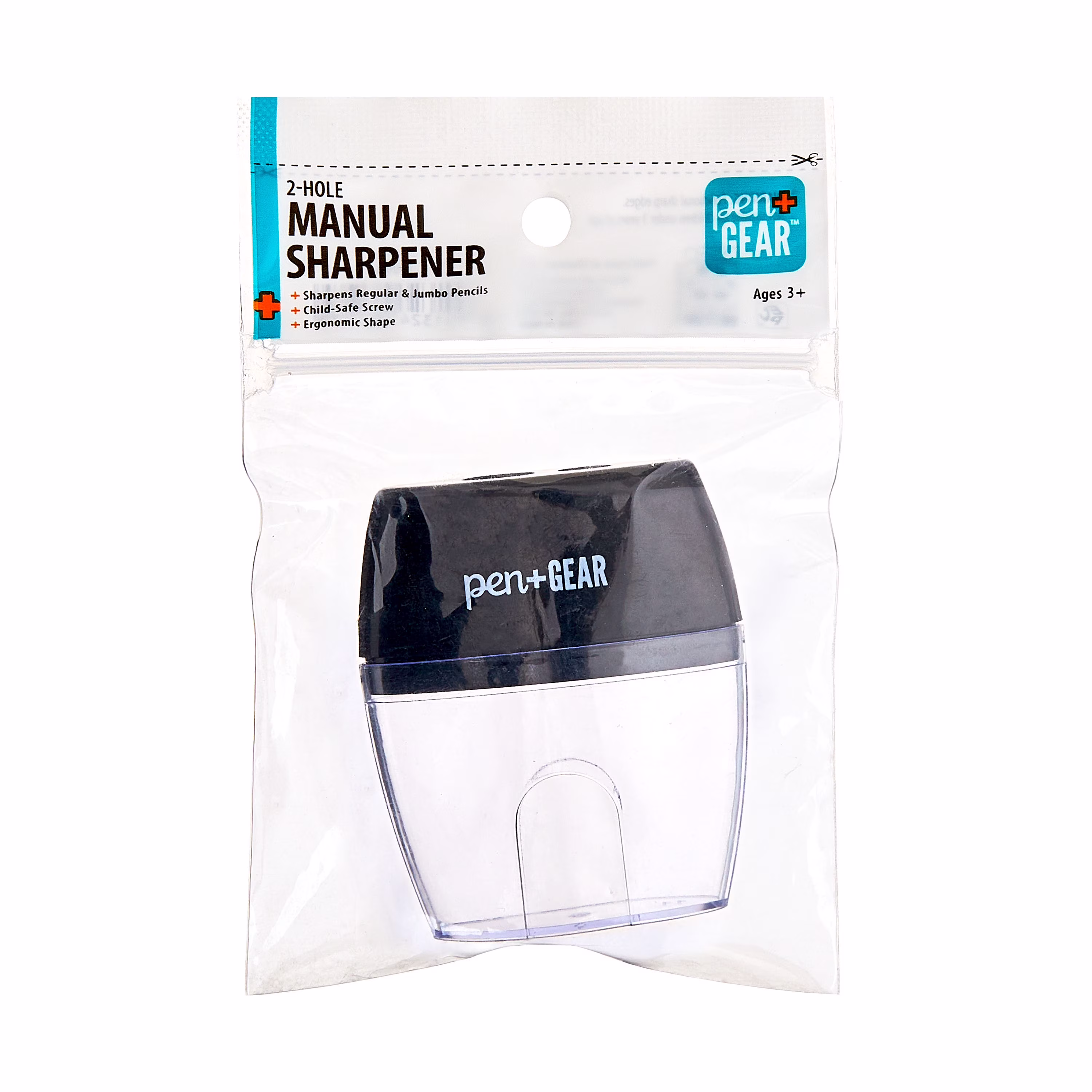 Pen+Gear 2-Hole, Handheld Manual Pencil Sharpener, Black, 1 Count - Thumbnail 1
