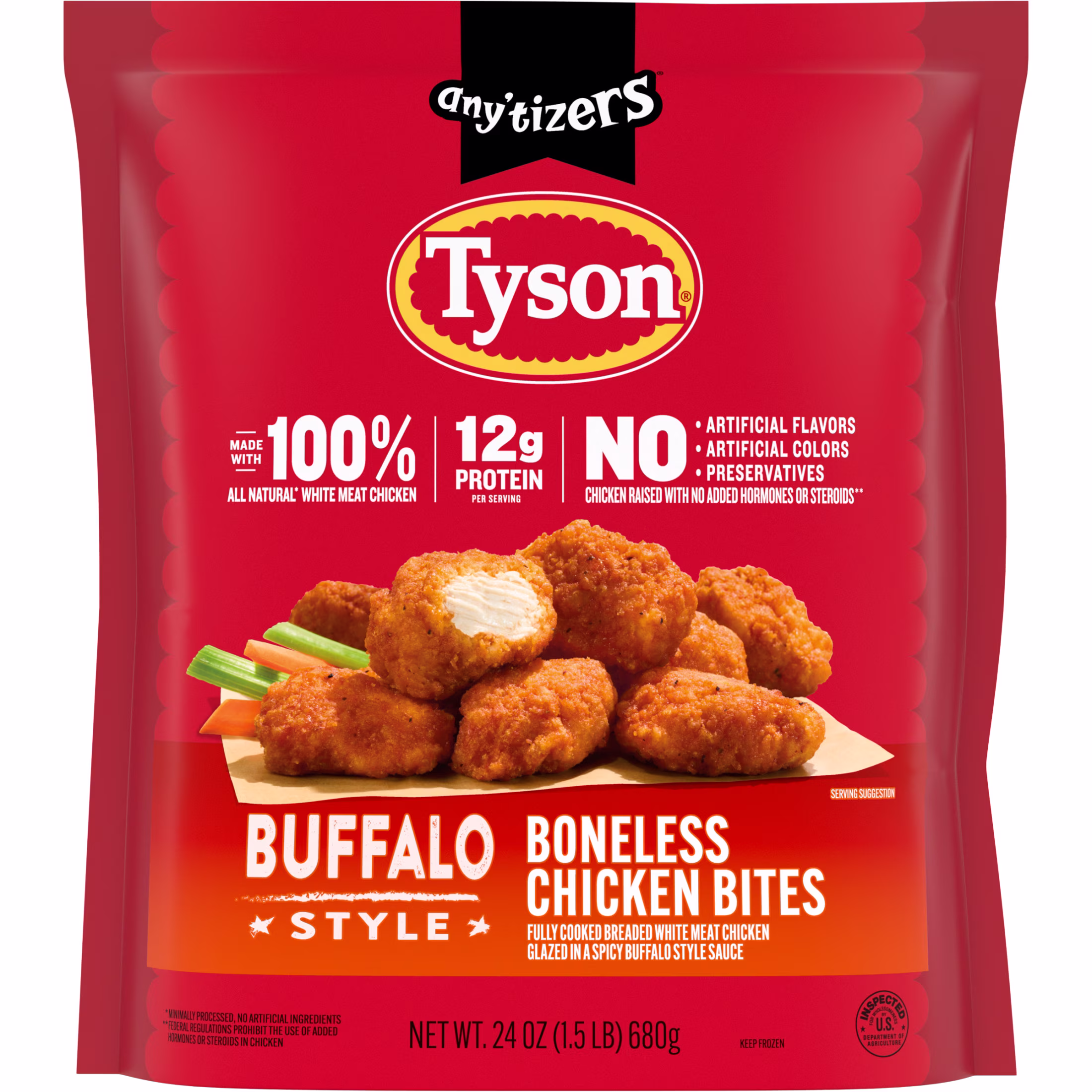 Tyson Any'tizers Buffalo Style Boneless Chicken Bites, 24 oz (Frozen, Fully Cooked) - Thumbnail 12