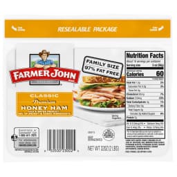 Farmer John Premium Honey Ham Family Size 32 oz Sliced Resealable Package - Thumbnail 1